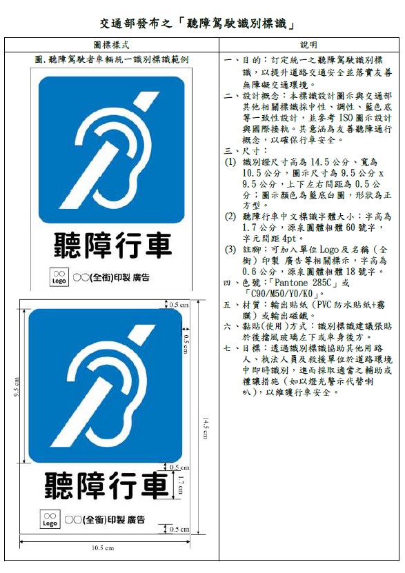 聽障駕駛標識