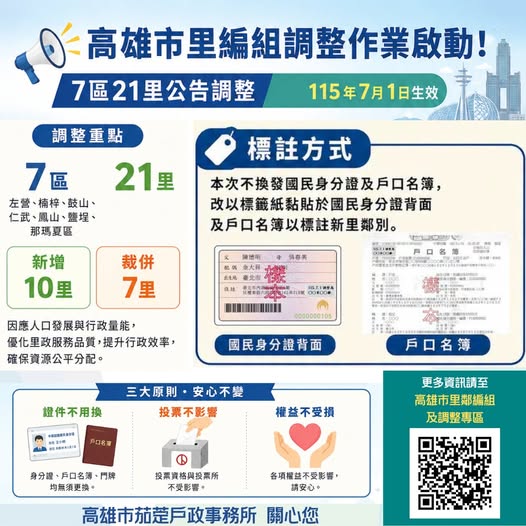 高雄市里鄰調整通知海報