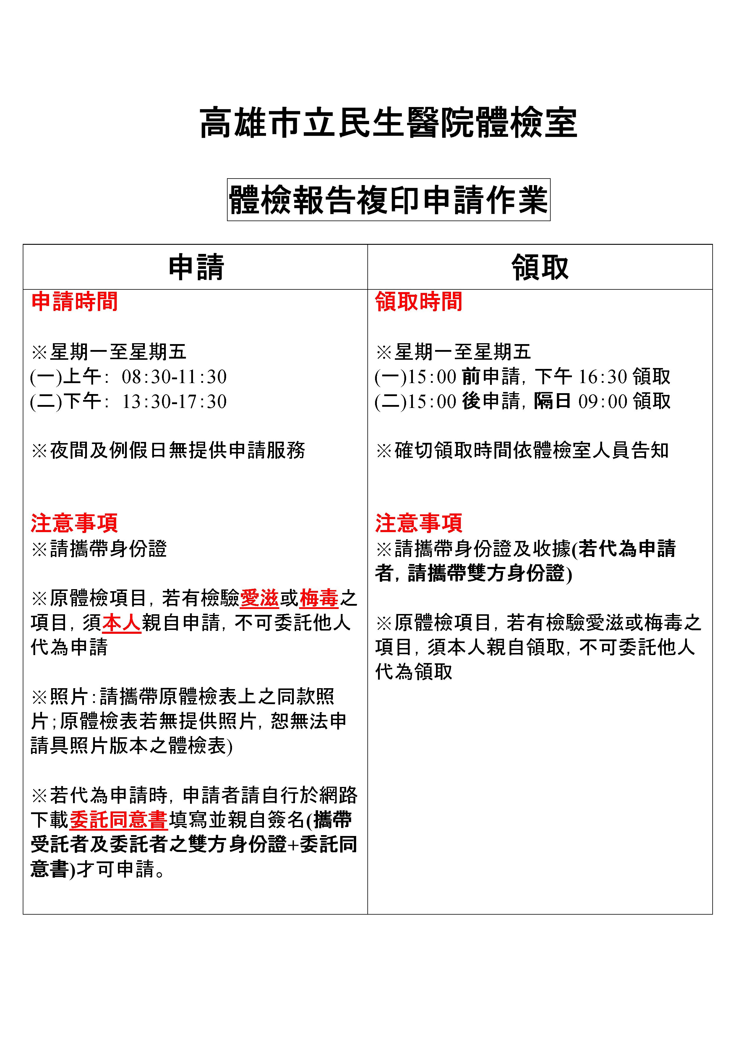 體檢報告複印申請作業