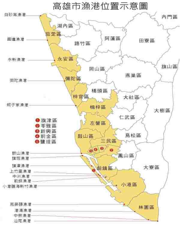 高雄市漁港位置示意圖