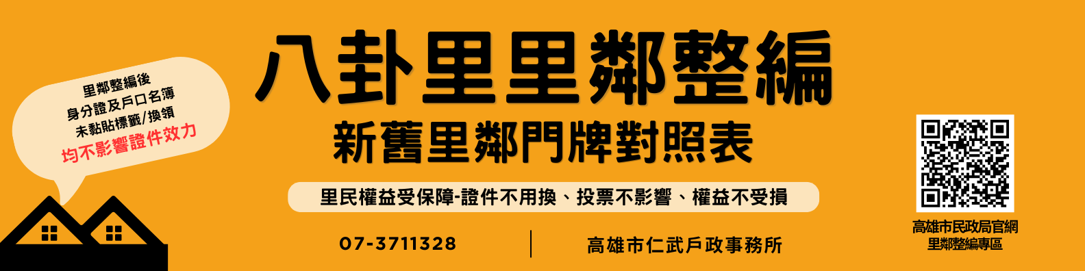 仁武區八卦里里鄰調整新舊門牌對照表（115年7月1日生效）