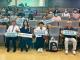 衛生局王小星副局長（前左二）、高雄市立小港醫院吳正毅副院長（前左一）、國立清華大學范建得教授（前右一）、國立臺灣科技大學林瑞珠特聘教授（前右二）及近35家醫院代表大合照