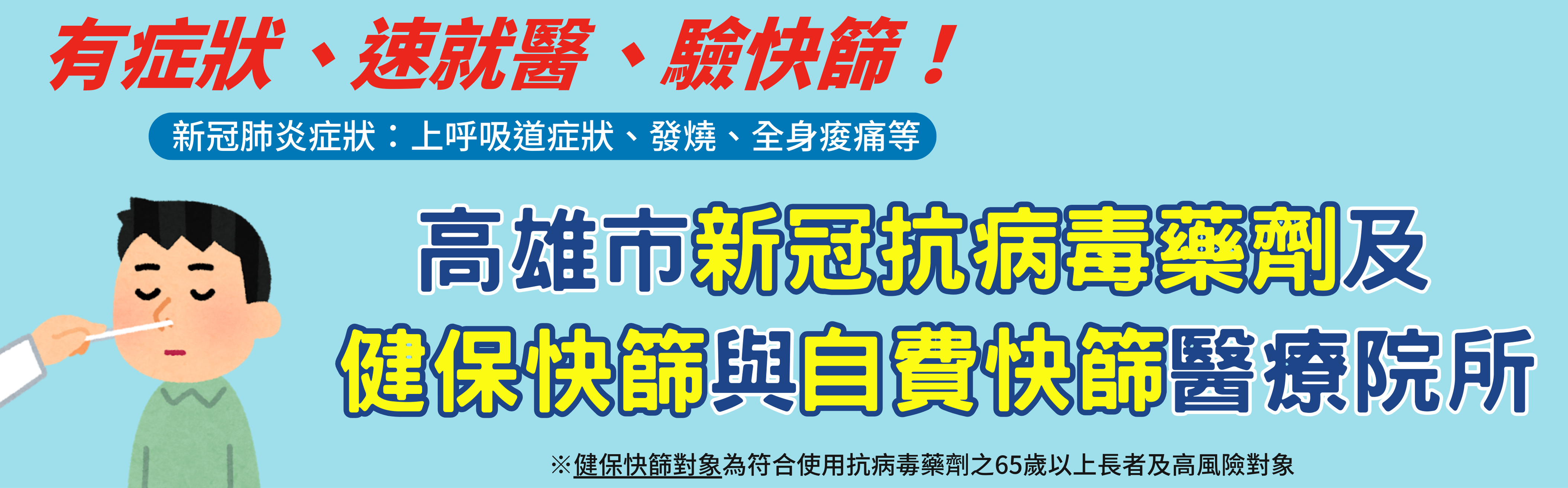 高雄市新冠抗病毒藥劑及健保快篩與自費快篩醫療院所