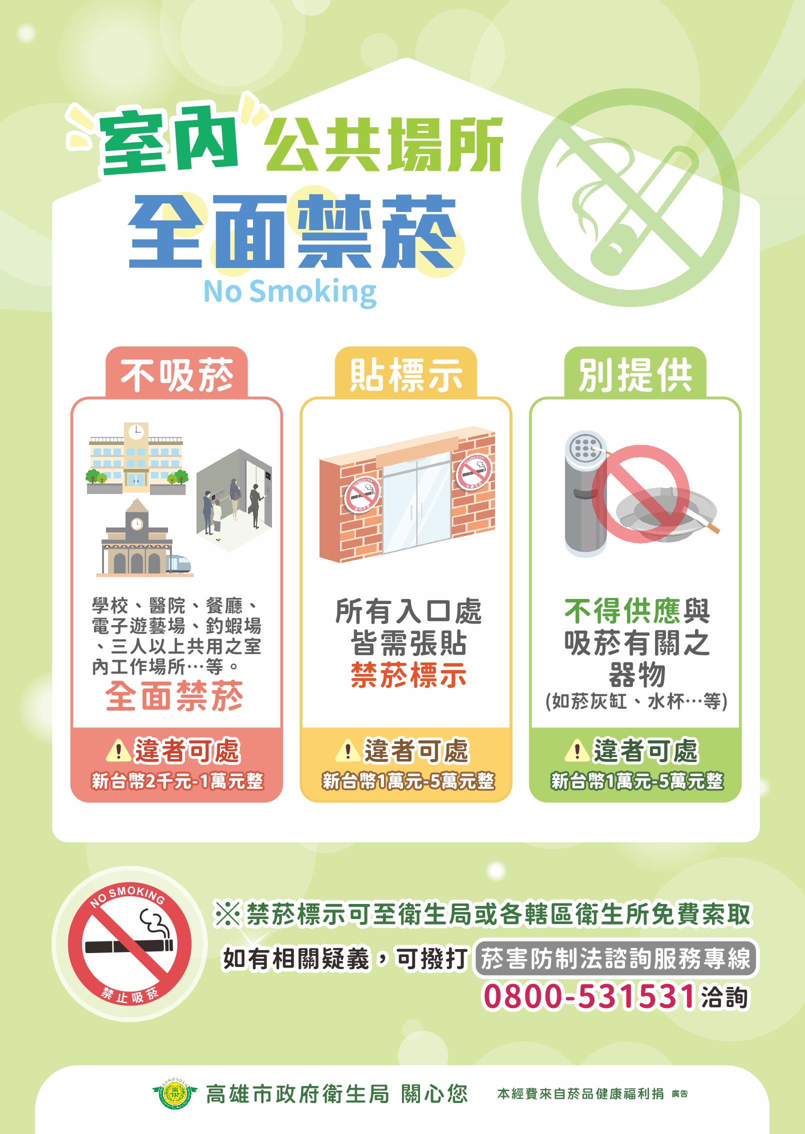 室內公共場所全面禁菸