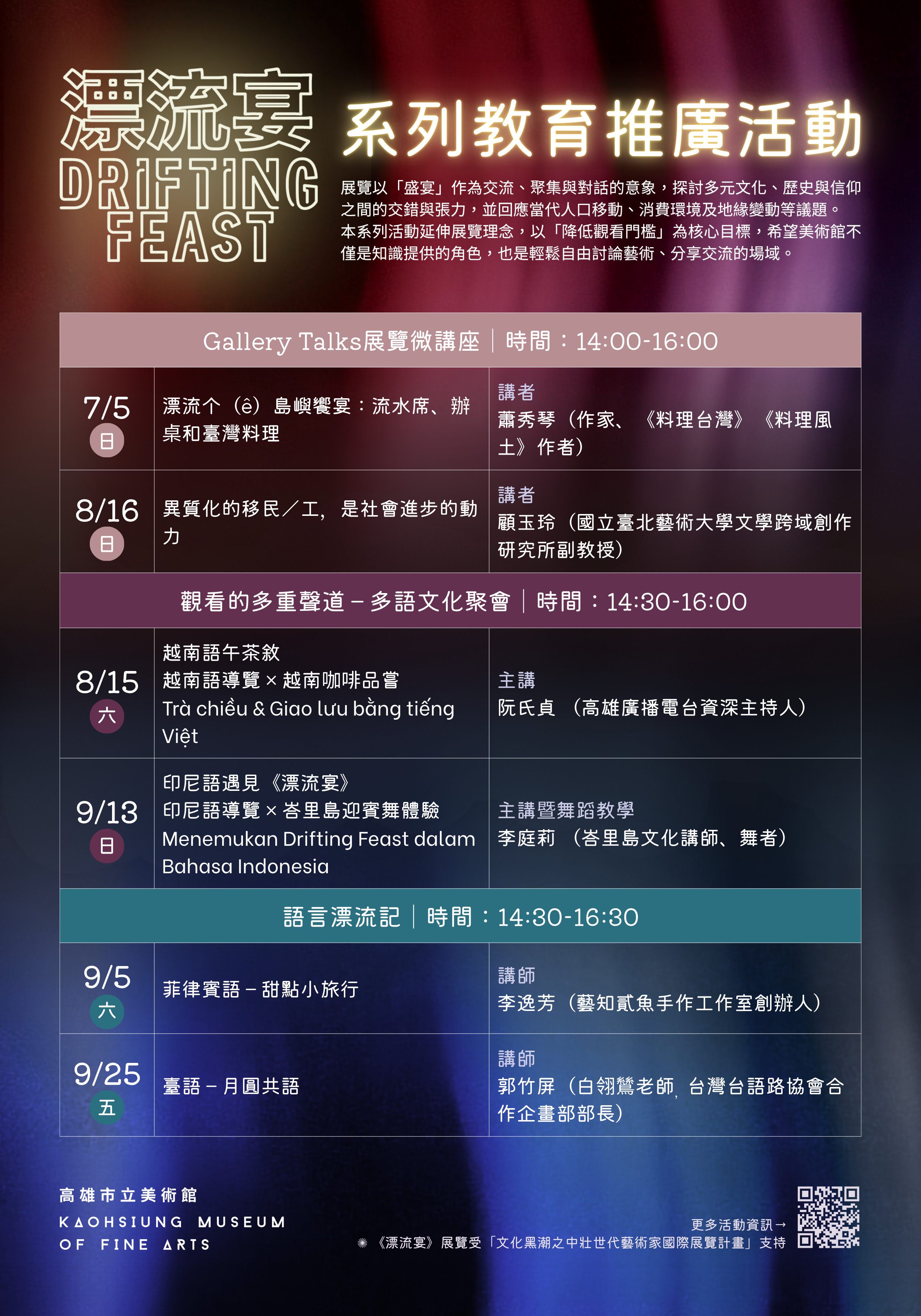 高雄市立美術館《漂流宴》展覽系列教育推廣活動！