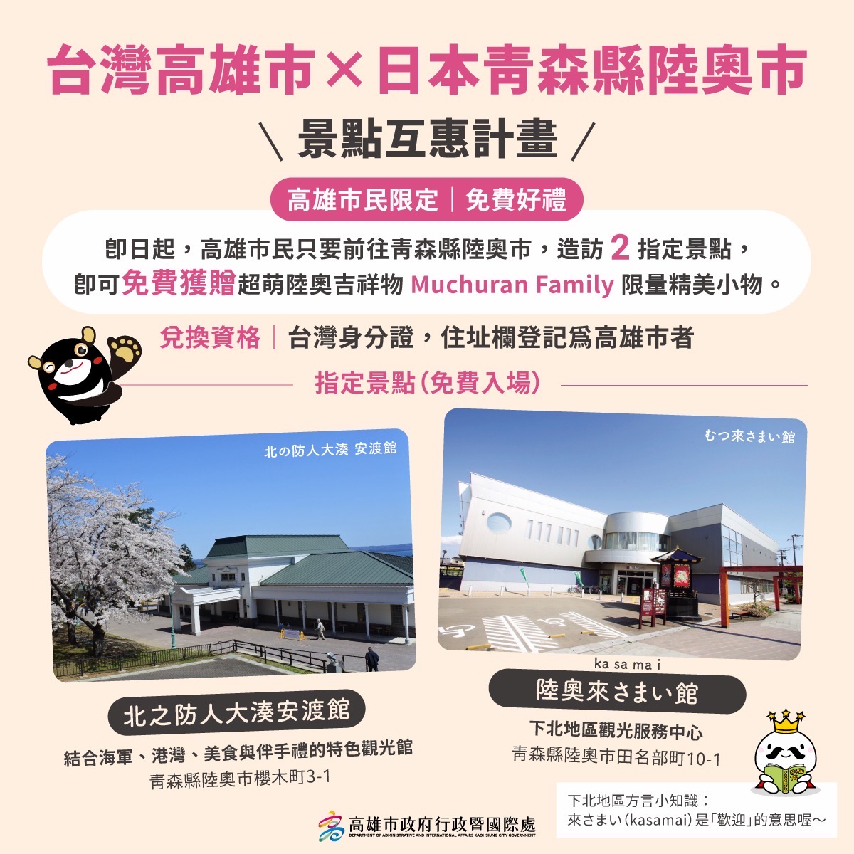 日本青森縣陸奧市景點互惠計畫