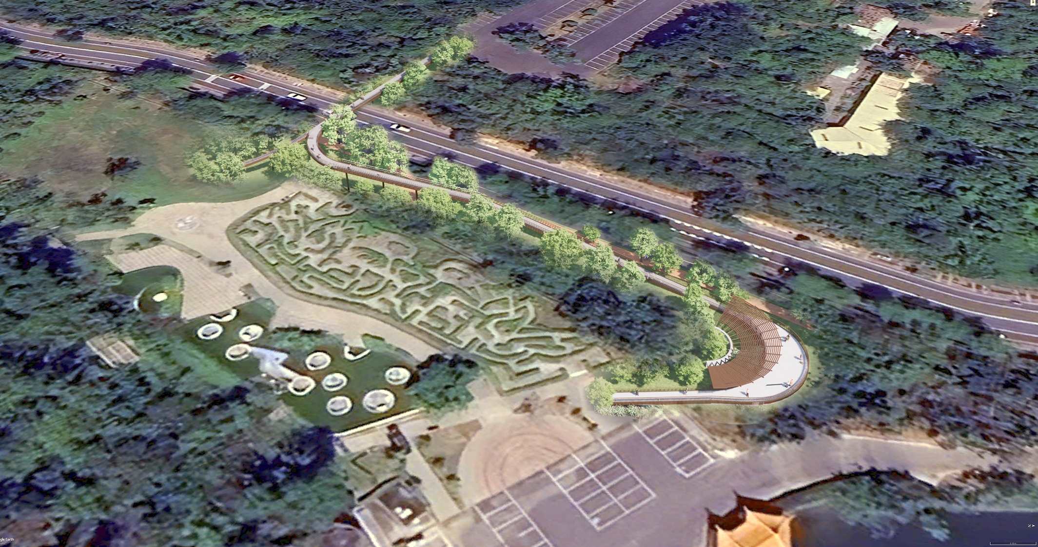 澄清湖人行天橋融合景觀、隱於樹林 高市新工處：避開車流、保障行人安全、完善綠廊步行系統