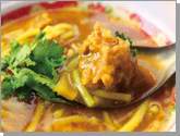 curry tuna rice noodle in thick soup