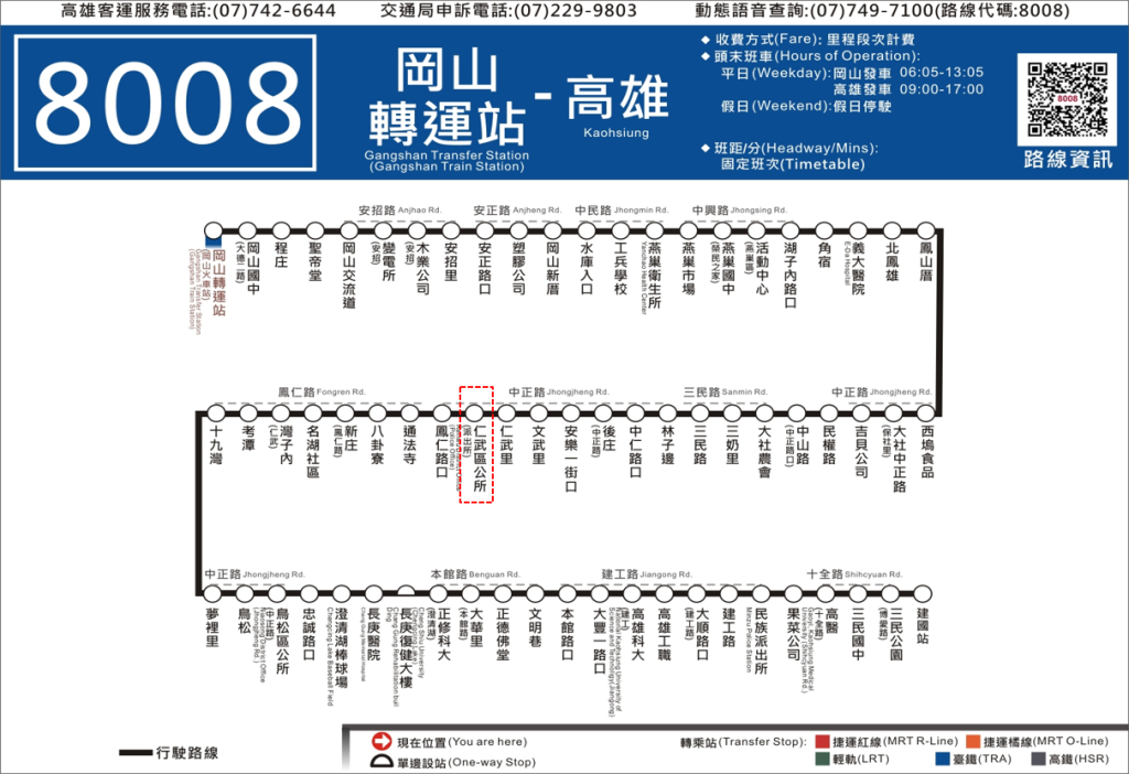 岡山轉運站路線圖